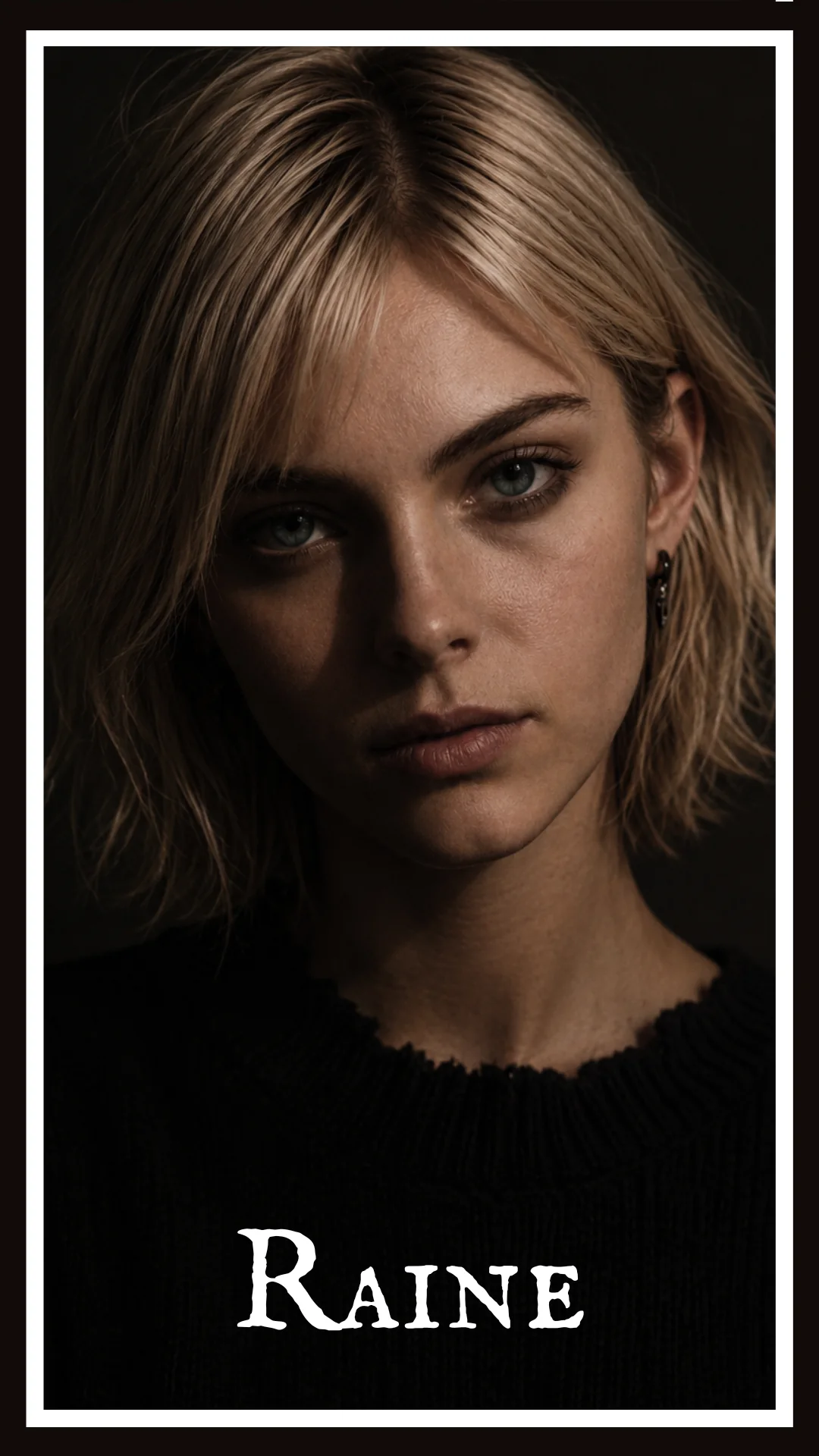 Portrait card of Raine, lead singer and guitarist of Beverly Yards